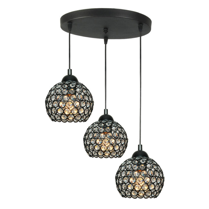LAMPA WISZĄCA ŻYRANDOL ZWIS DO SALONU KRYSZTAŁKI KLOSZE LOFT 3xE27 KLAUDIA 13-721