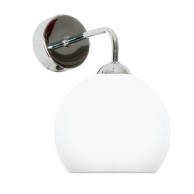 KINKIET ŚCIENNY DO ŁAZIENKI GLAMOUR CHROM BIAŁY KLOSZ LED 1xE27 GUANTA 14-533