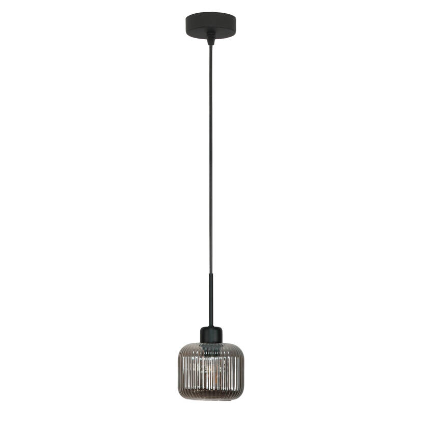 LAMPA SUFITOWA WISZĄCA CZARNA KLOSZ SZKLANY GRAFIT BEKA GREY 15-005