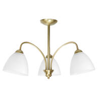 LAMPA WISZĄCA SUFITOWA ŻYRANDOL GLAMOUR DO SALONU ZŁOTA BIAŁE KLOSZE 3xE27 MARABEL 13-382