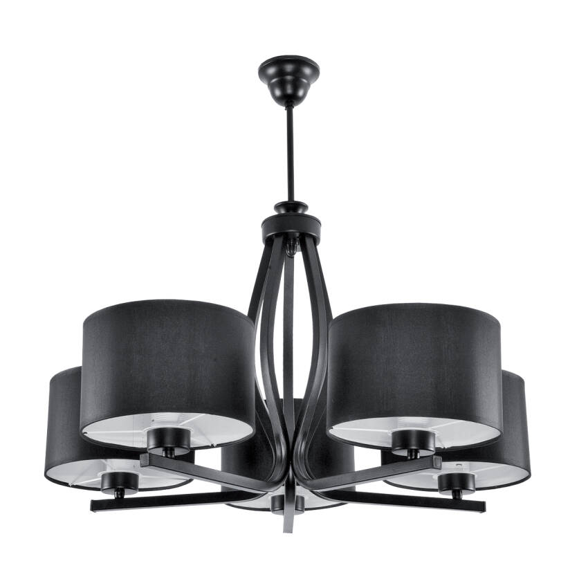 LAMPA SUFITOWA ŻYRANDOL LED DO SALONU NOWOCZESNA CZARNA 5xE27 CZARNY ABAŻUR HILDA NEGRO 11-530