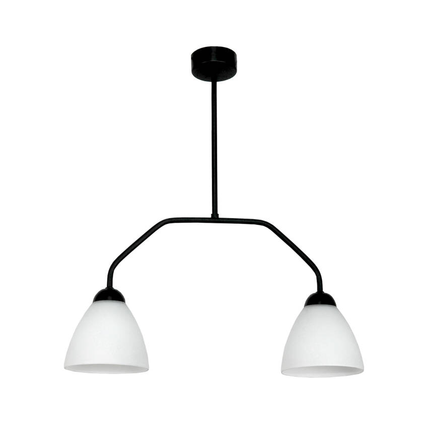 LAMPA WISZĄCA SUFITOWA ŻYRANDOL LED KLOSZE BIAŁE NAD STÓŁ LOFT 2xE27 ZETA 15-495