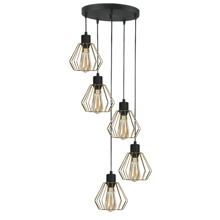 LAMPA WISZĄCA SUFITOWA ZWIS LOFT NAD STÓŁ DRUCIANY KLOSZ LED 5xE27 GIRO 14-309