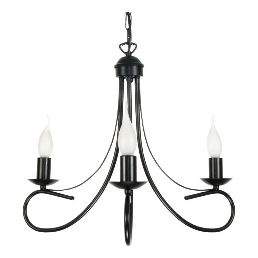 LAMPA WISZĄCA SUFITOWA ŻYRANDOL LED DO SALONU CZARNA RETRO 3xE14 ŚWIECZNIK MAGMA 13-932