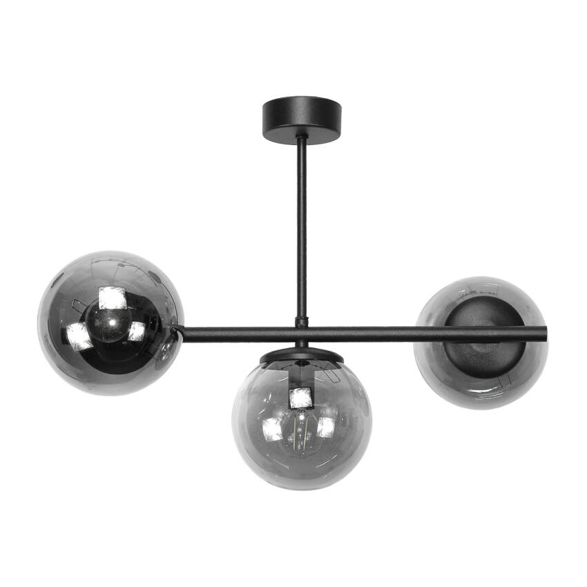 LAMPA WISZĄCA SUFITOWA ŻYRANDOL KULE GRAFIT NAD STÓŁ DO KUCHNI LOFT 3xE14 TITAN NEGRO 14-932