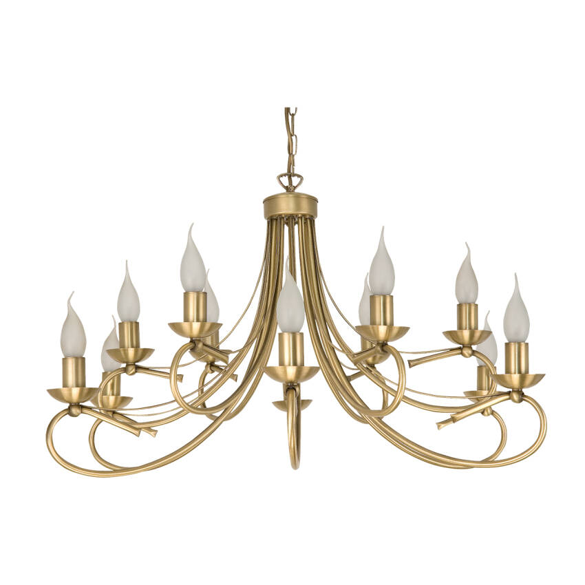 LAMPA WISZĄCA SUFITOWA ŻYRANDOL LED DO SALONU ZŁOTA GLAMOUR 12xE14 ALFA II 2-290/12