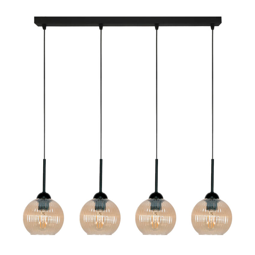 LAMPA SUFITOWA WISZĄCA CZARNA KLOSZ SZKLANY BURSZTYNOWY PION 15-031