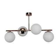 LAMPA SUFITOWA WISZĄCA KULE BIAŁE MIEDZIANA GLAMOUR DO SALONU KUCHNI 4xE14 TITAN COPPER 15-591