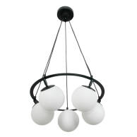 LAMPA WISZĄCA SUFITOWA OKRĄGŁA ŻYRANDOL LED BIAŁE KULE LOFT 5xE14 15-360 ANKOR