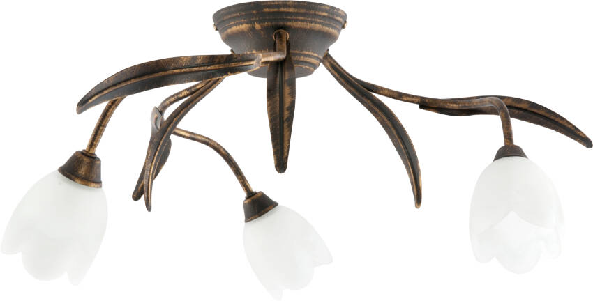 LAMPA WISZĄCA SUFITOWA ŻYRANDOL RETRO DO SALONU VINTAGE BIAŁE KLOSZE 3xE14 MARKOS LATTE 10-732