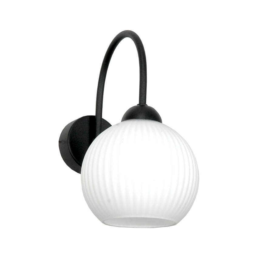 KINKIET DO ŁAZIENKI ŚCIENNY CZARNY NAD LUSTRO BIAŁY KLOSZ LOFT LED 1xE27 15-263 ROLKA