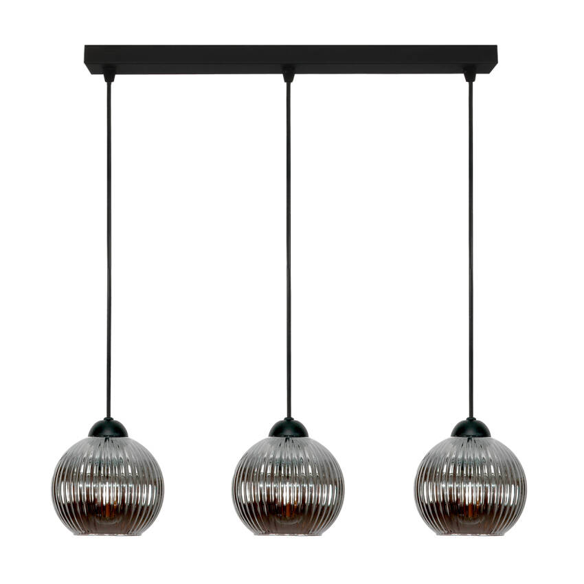 LAMPA SUFITOWA WISZĄCA CZARNA KLOSZ SZKLANY GRAFITOWY SFERA 15-054