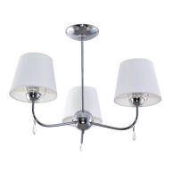 LAMPA WISZĄCA SUFITOWA ŻYRANDOL GLAMOUR DO SALONU CHROM BIAŁE ABAŻURY 3xE27 BRIGIT BIANCO 11-232