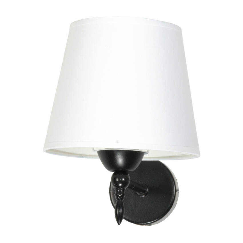 KINKIET ŚCIENNY CZARNY LAMPA VINTAGE RETRO DO SALONU BIAŁY ABAŻUR 1xE27 ARTURO NEGRO 11-993
