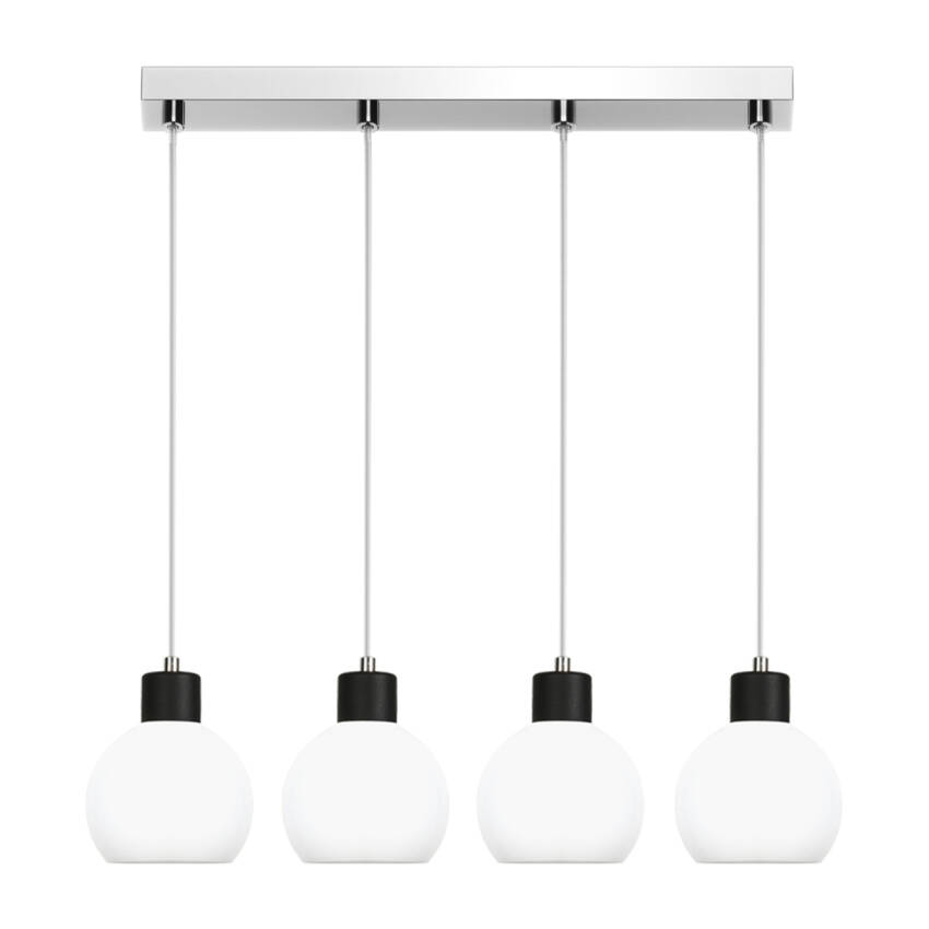 LAMPA WISZĄCA SUFITOWA ŻYRANDOL LISTWA BIAŁE KULE GLAMOUR LED 4xE27 MOKA 14-111