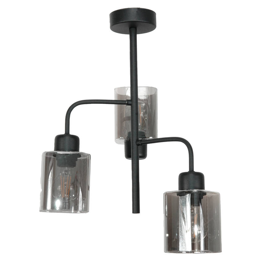 LAMPA WISZĄCA SUFITOWA ŻYRANDOL NAD STÓŁ GRAFITOWE KLOSZE LOFT LED 3xE27 15-441 PABLIK