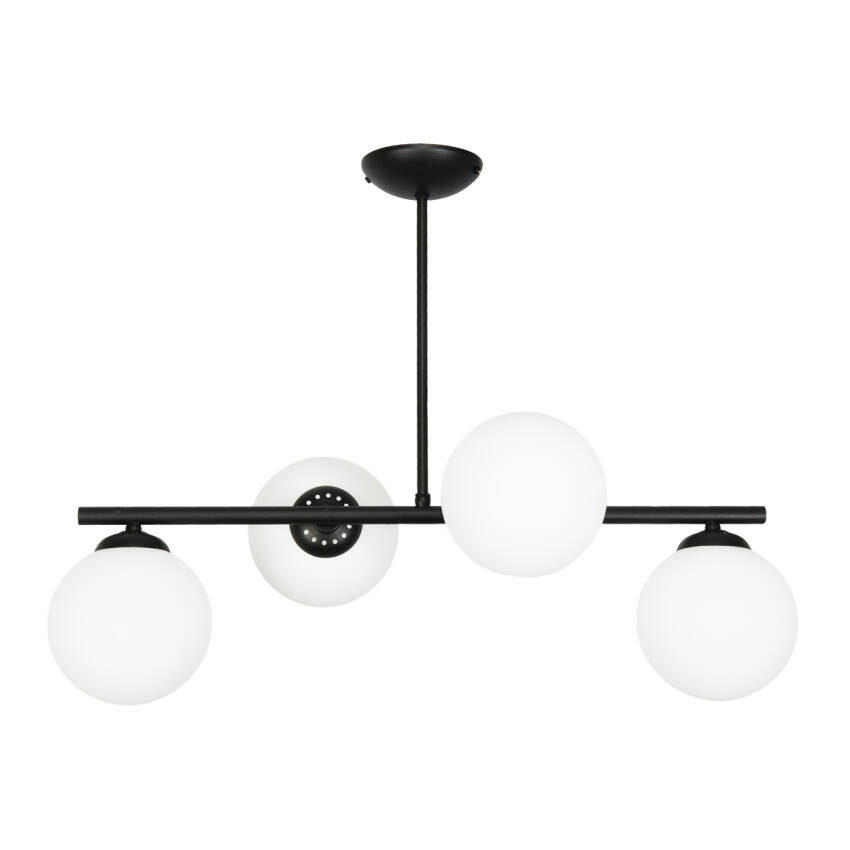 LAMPA WISZĄCA SUFITOWA ŻYRANDOL KULE BIAŁE LOFT NAD STÓŁ CZARNA LED 4xE14 TITAN 13-801