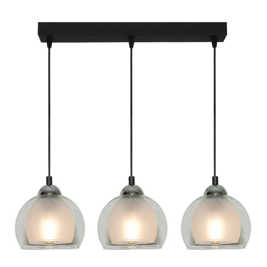 Lampa wisząca czarna nowoczesna klosz szklany BENARIVO 14-482