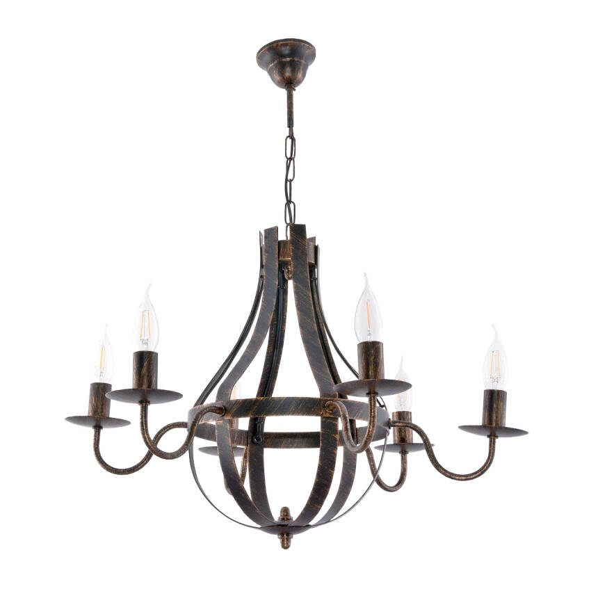 LAMPA WISZĄCA SUFITOWA OKRĄGŁA ŻYRANDOL LED DO SALONU VINTAGE 6xE14 RETRO ELEN NEGRO 11-360/6