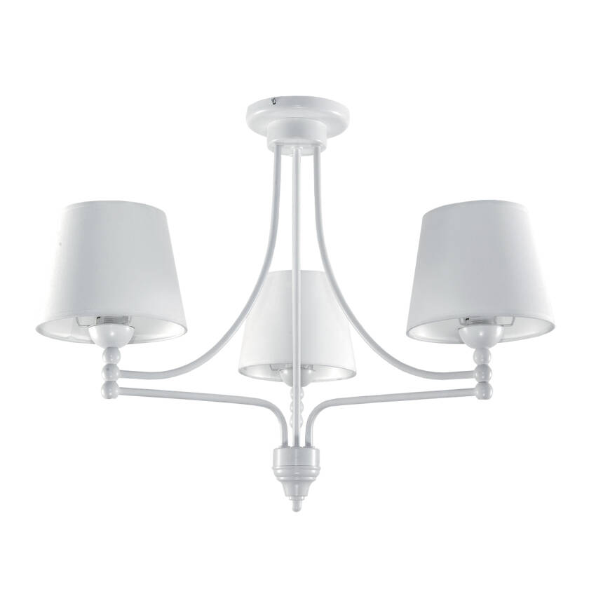 LAMPA WISZĄCA SUFITOWA ŻYRANDOL BIAŁY ABAŻUR DO SALONU LOFT LED 3xE27 ARTURO BIANCO 11-842