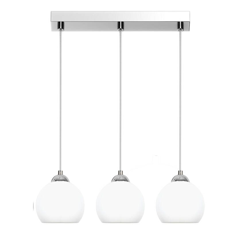 LAMPA WISZĄCA SUFITOWA ŻYRANDOL LISTWA BIAŁE KULE GLAMOUR LED 3xE27 MOKA SILVER 13-672