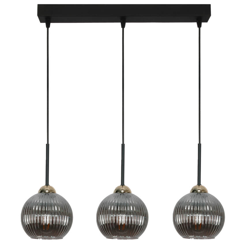 LAMPA SUFITOWA WISZĄCA CZARNA KLOSZ SZKLANY GRAFITOWY PION 15-024