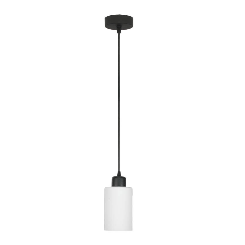 LAMPA SUFITOWA WISZĄCA CZARNA KLOSZ SZKLANY BIAŁY LOYD BIANCO 15-065