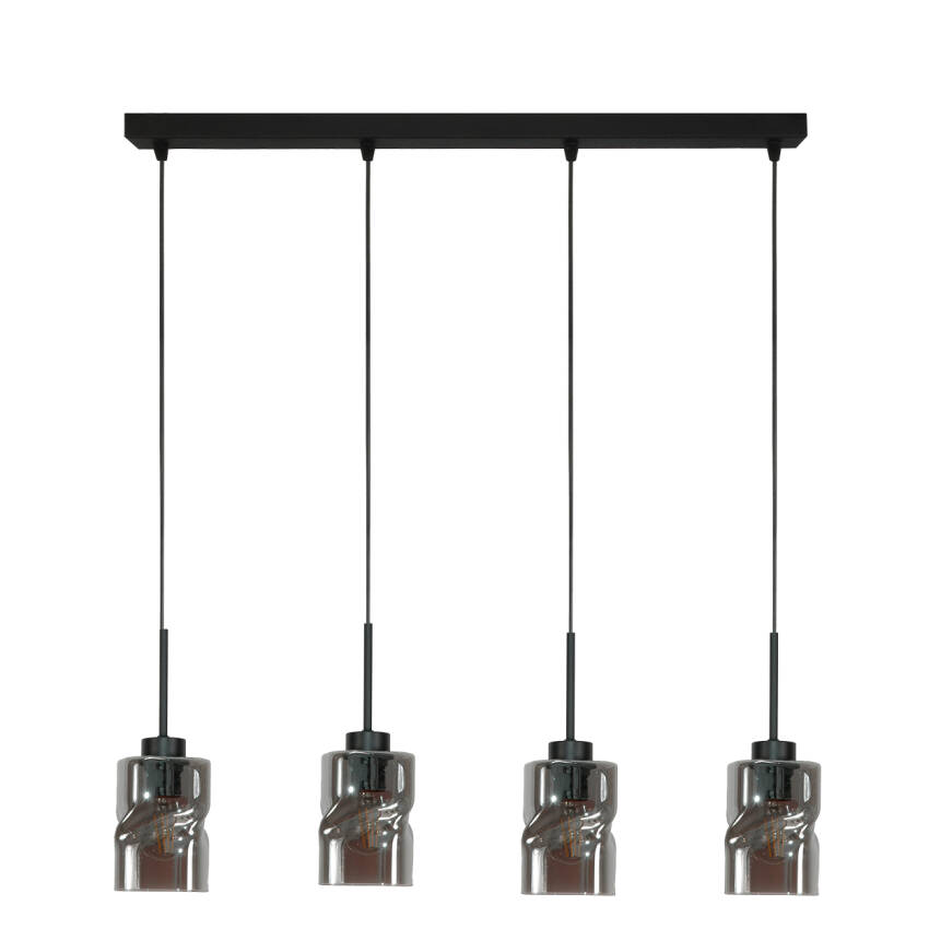 LAMPA SUFITOWA WISZĄCA CZARNA KLOSZ SZKLANY GRAFIT GRETA 15-541