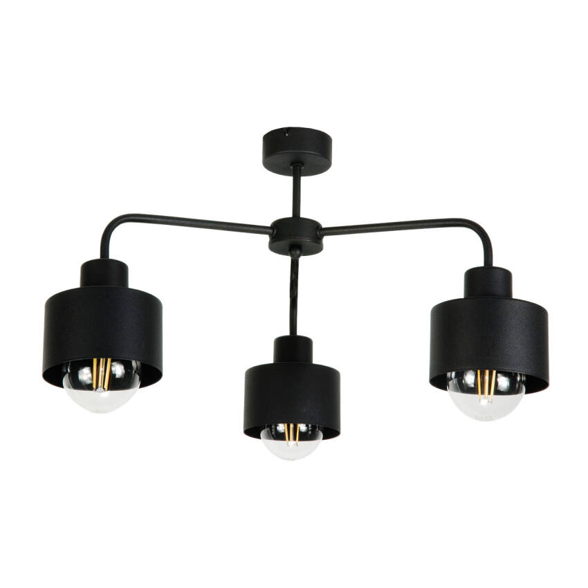 LAMPA WISZĄCA SUFITOWA ŻYRANDOL LOFT DO KUCHNI CZARNA INDUSTRIALNA 3xE27 HIGS 14-202