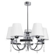 LAMPA SUFITOWA ŻYRANDOL PLAFON LED DO SALONU CHROM BIAŁE ABAŻURY 5xE27 DIANA BIANCO 2-070