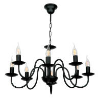 LAMPA WISZĄCA ŻYRANDOL ŚWIECZNIK KLASYCZNY CZARNY 15-510/8 KANDELE