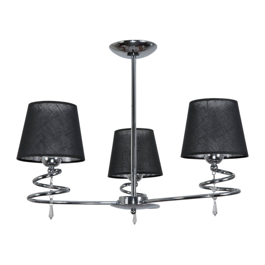LAMPA WISZĄCA SUFITOWA ŻYRANDOL LOFT DO SALONU RETRO CHROM LED 3xE27 QUEEN NEGRO II 12-682