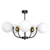LAMPA WISZĄCA SUFITOWA ŻYRANDOL LOFT SYPIALNIA BIAŁE KULE CZARNA LED 5xE14 15-140 ESTI LAB