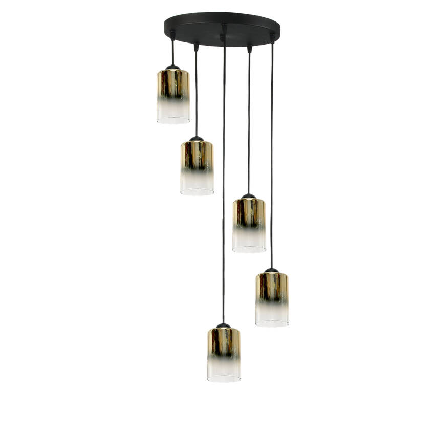 LAMPA SUFITOWA WISZĄCA CZARNA KLOSZ SZKLANY ZŁOTY TRANSPARENT FIORD 15-530