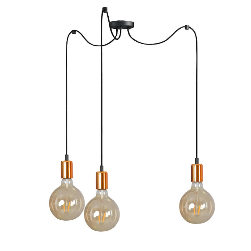 LAMPA WISZĄCA SUFITOWA PAJĄK ZWIS LOFT DO SALONU CZARNA INDUSTRIALNA 3xE27 SPIDER 14-386