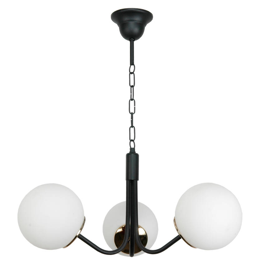 LAMPA WISZĄCA SUFITOWA ŻYRANDOL LED KULE BIAŁE GLAMOUR NAD STÓŁ  3xE14 15-292 SOFIA