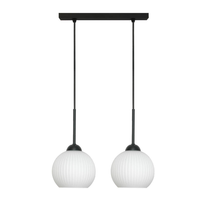 LAMPA SUFITOWA WISZĄCA CZARNA KLOSZ SZKLANY BIAŁY FIONA 14-988