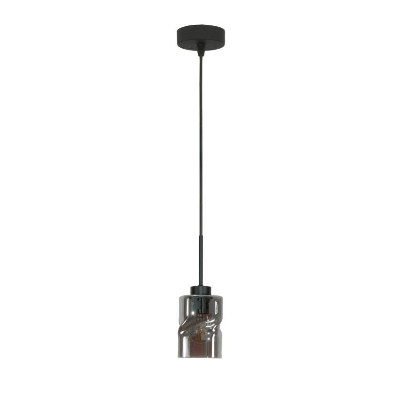 LAMPA SUFITOWA WISZĄCA CZARNA KLOSZ SZKLANY GRAFIT GRETA 15-545