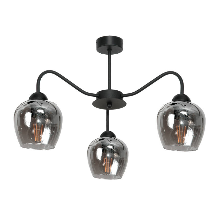 LAMPA WISZĄCA SUFITOWA ŻYRANDOL LOFT DO KUCHNI KLOSZ GRAFIT LED 3xE27 15-232 INDI GREY