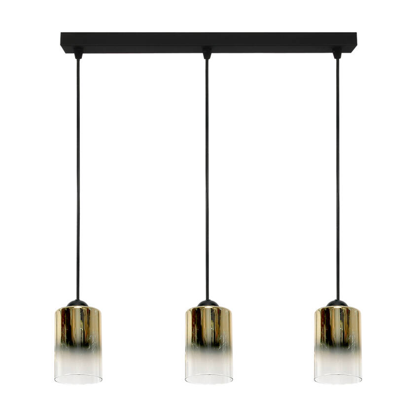 LAMPA SUFITOWA WISZĄCA CZARNA KLOSZ SZKLANY ZŁOTY TRANSPARENT FIORD 15-534