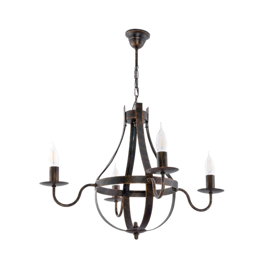 LAMPA WISZĄCA SUFITOWA OKRĄGŁA ŻYRANDOL LED DO SALONU VINTAGE RETRO 4xE14 ELEN NEGRO 11-361