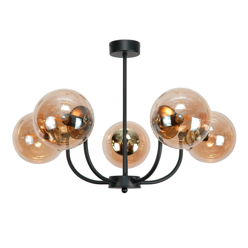 LAMPA WISZĄCA SUFITOWA ŻYRANDOL SYPIALNIA KULE BURSZTYN LOFT 5xE14 15-130 ESTI NED