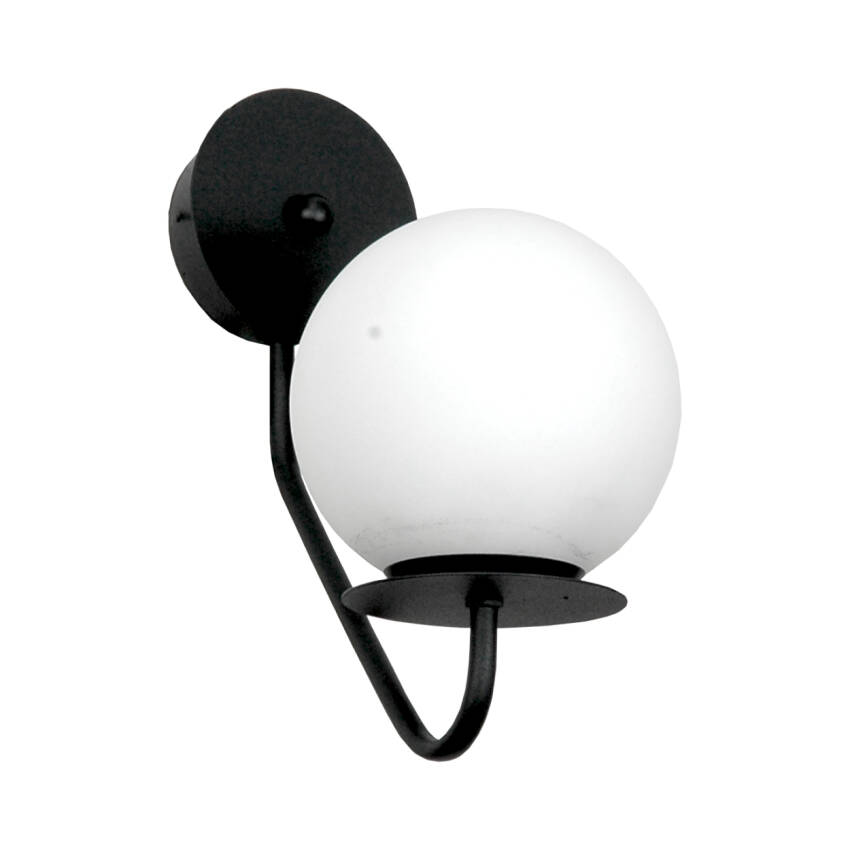 KINKIET ŚCIENNY ŁAZIENKOWY LED NAD LUSTRO CZARNY Z BIAŁYM KLOSZEM 1xE27 15-253 LUPIA