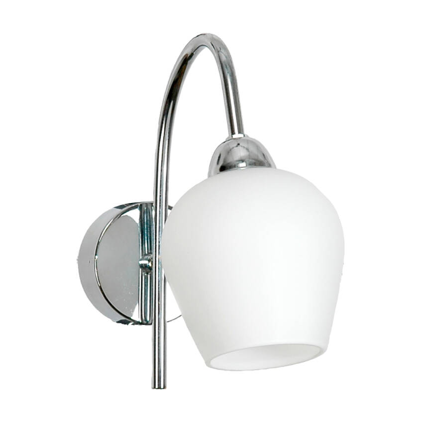 KINKIET ŚCIENNY ŁAZIENKOWY GLAMOUR CHROM BIAŁY KLOSZ LED 1xE14 GLEN 7-293