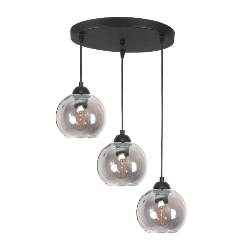 LAMPA WISZĄCA SUFITOWA ZWIS ŻYRANDOL DO SALONU LOFT GRAFIT KLOSZ LED 3xE27 VIGA 13-212