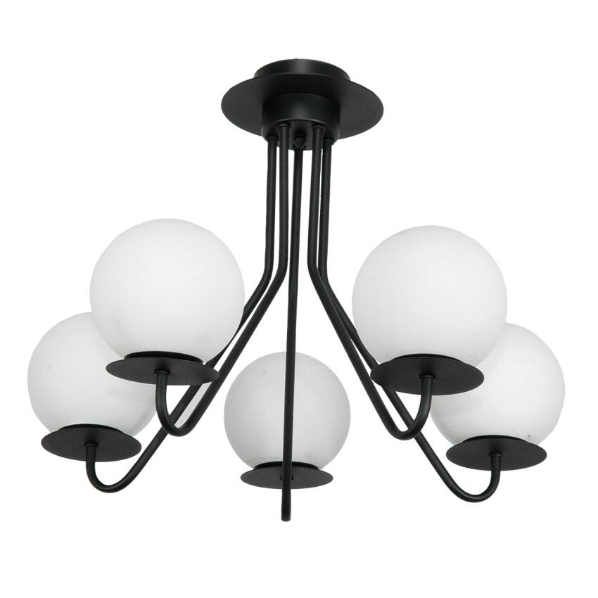 LAMPA WISZĄCA SUFITOWA ŻYRANDOL LOFT DO KUCHNI BIAŁE KULE CZARNA LED 5xE14 15-250 LUPIA