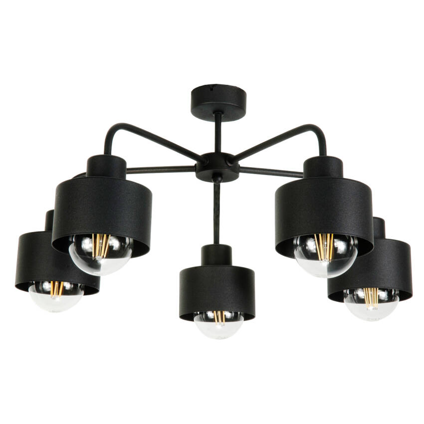 LAMPA WISZĄCA SUFITOWA ŻYRANDOL LOFT DO SYPIALNI INDUSTRIALNA CZARNA 5xE27 HIGS 14-200