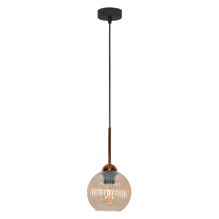 LAMPA WISZĄCA SUFITOWA ZWIS LISTWA LED DO KUCHNI BURSZTYNOWE KLOSZE 1xE27 PION 15-045