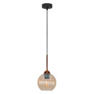 LAMPA WISZĄCA SUFITOWA ZWIS LISTWA LED DO KUCHNI BURSZTYNOWE KLOSZE 1xE27 PION 15-045