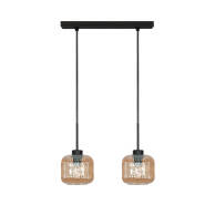 LAMPA WISZĄCA SUFITOWA ZWIS LISTWA NAD STÓŁ LOFT KLOSZ BURSZTYNOWY 2xE27 BEKA AMBER 15-018